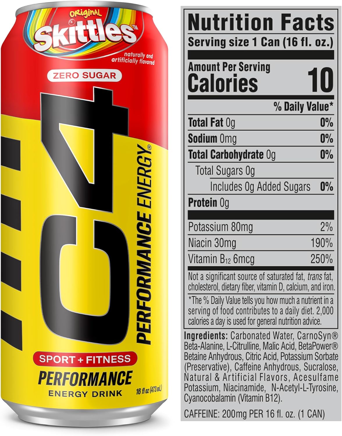 Variety Pack: Cellucor C4 Sugar Free Energy Drinks - Skittles Flavor