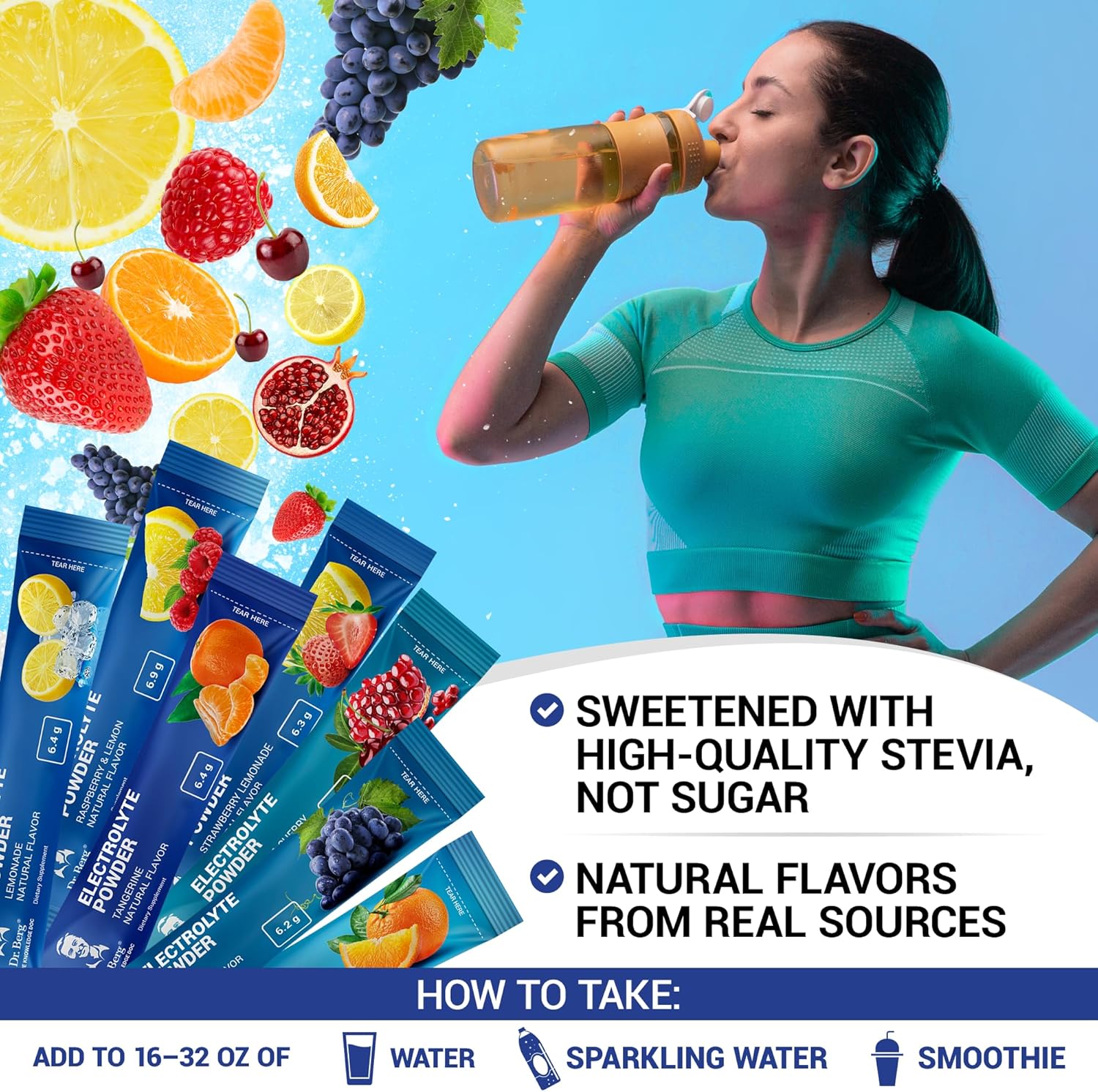 Variety Pack of Dr. Berg Sugar-Free Electrolyte Powder Packets - 28 Total Hydration Packets with 7 Delicious Flavors - Keto-Friendly Electrolytes Powder Mix