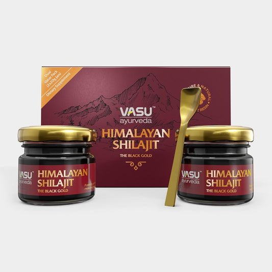 Vasu Ayurveda Himalayan Shilajit Resin: Highest Potency, 100% Natural, Lab Tested - Pure Fulvic Acid & 85+ Trace Minerals - Black Gold - 100 Day Supply - Energy Booster - Pack of 2