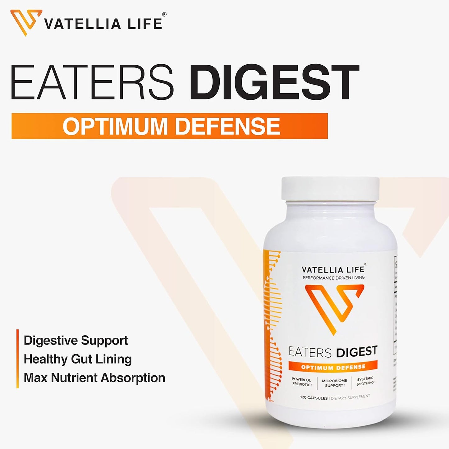 Vatellia Life Eaters Digest Prebiotic Probiotic Digestive Support Gut Health 120 Capsules