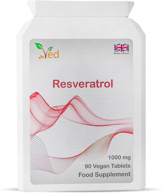 Ved RESVERATROL 1000 mg Tablets - Powerful Antioxidant for Anti-Aging & Heart Health, 90-Day Supply