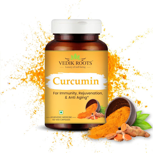 VEDIKROOTS Curcumin Capsules - Antioxidant with Joint Comfort, Anti-Aging, and Inflammation Relief - 60 Veg Capsules