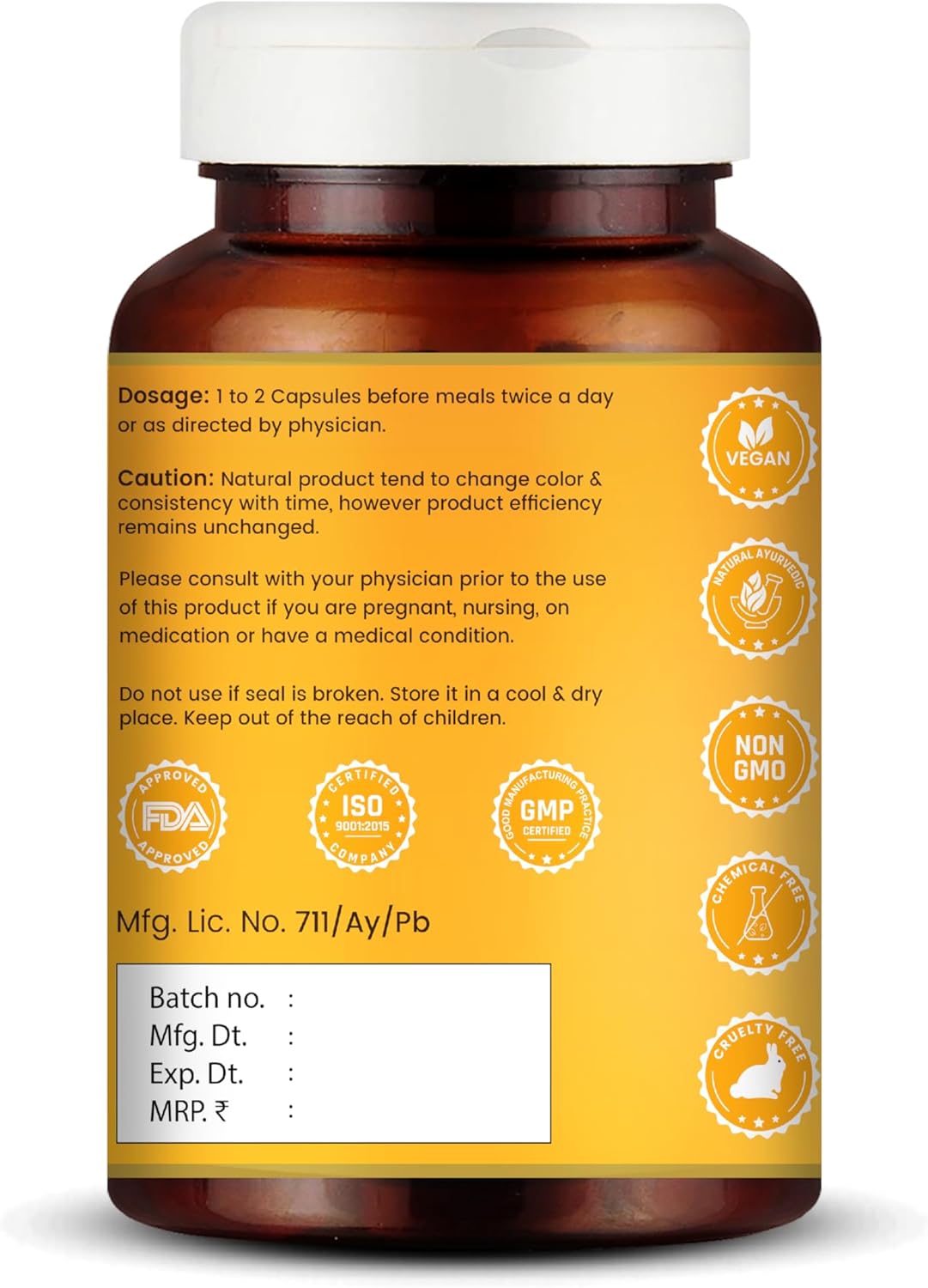 VEDIKROOTS Curcumin Capsules - Antioxidant with Joint Comfort, Anti-Aging, and Inflammation Relief - 60 Veg Capsules