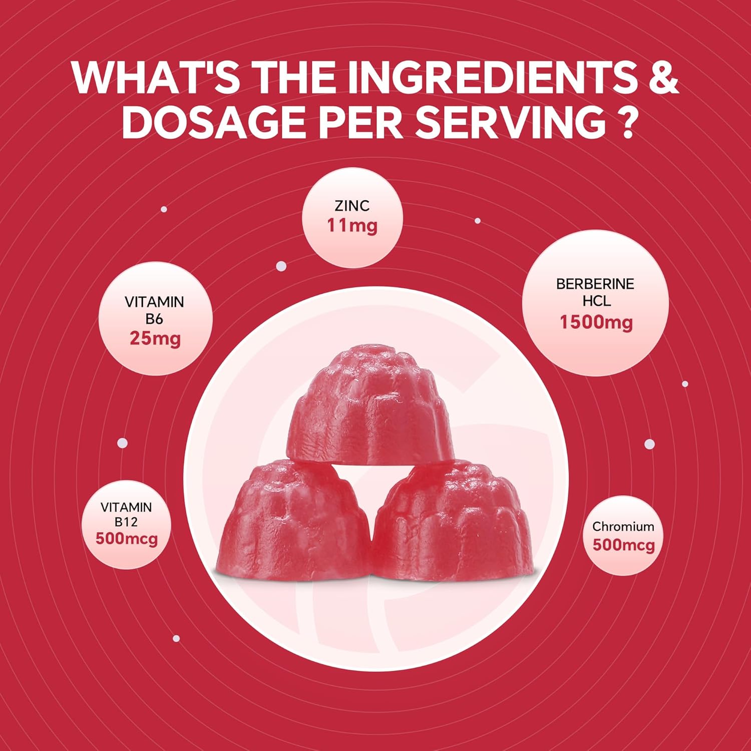 VEETAGYO 1500mg Berberine Supplement with Ceylon Cinnamon, Chromium, Turmeric, and Fenugreek Gummies - Supports Balanced Metabolism - 120 Count