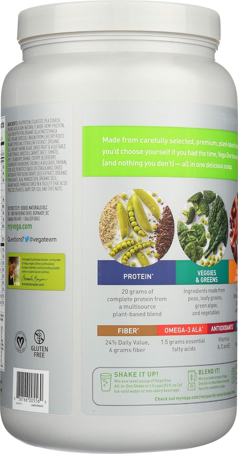 Vega One Coconut Almond Nutrition Shake - 20 Servings, Plant-Based Protein Powder, Dairy-Free, Gluten-Free, Non-GMO - 29.4oz