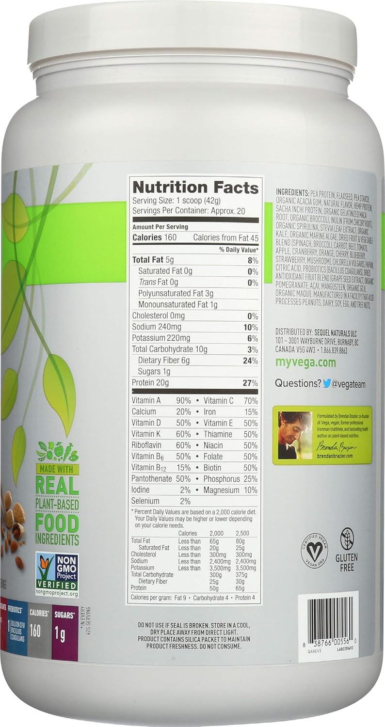 Vega One Coconut Almond Nutrition Shake - 20 Servings, Plant-Based Protein Powder, Dairy-Free, Gluten-Free, Non-GMO - 29.4oz