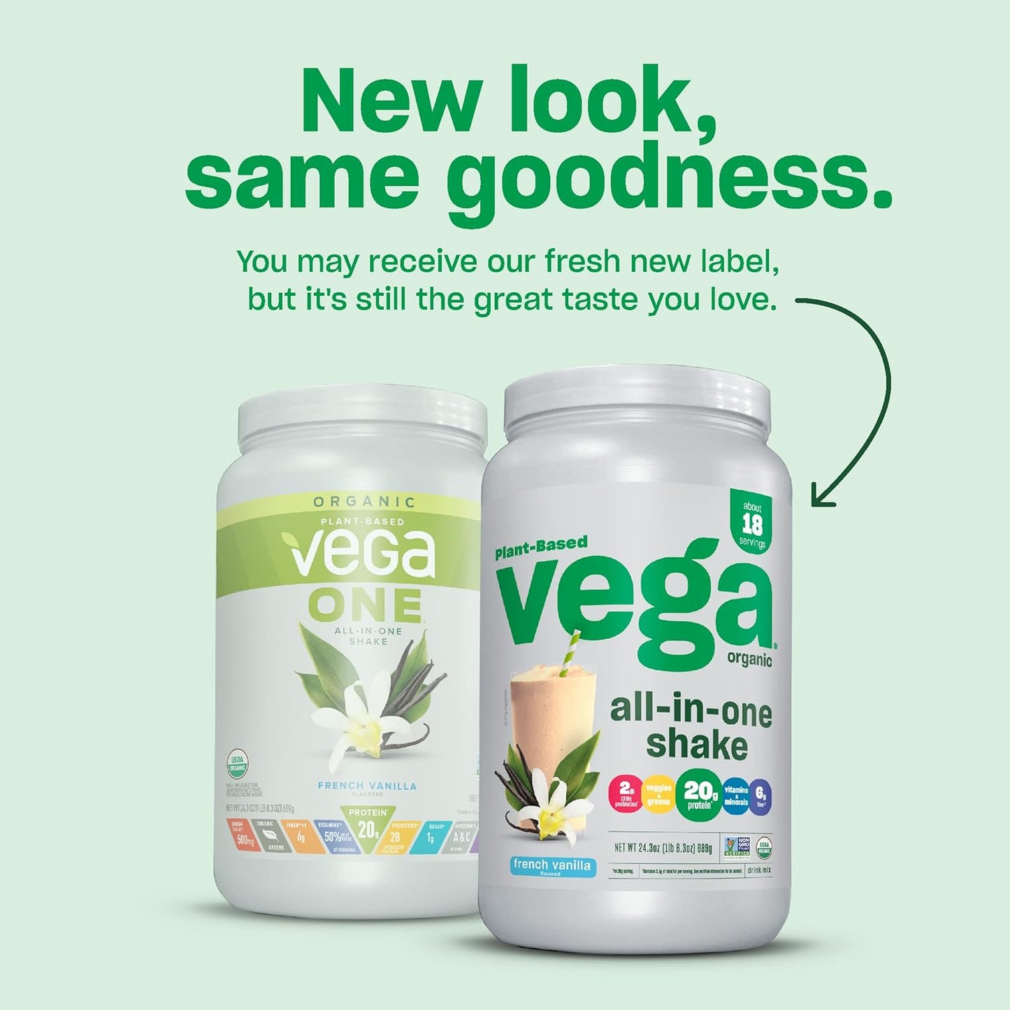 Vega Organic French Vanilla Vegan Protein Powder - Immunity Support, Superfood Ingredients, Keto Friendly, 13.5 oz
