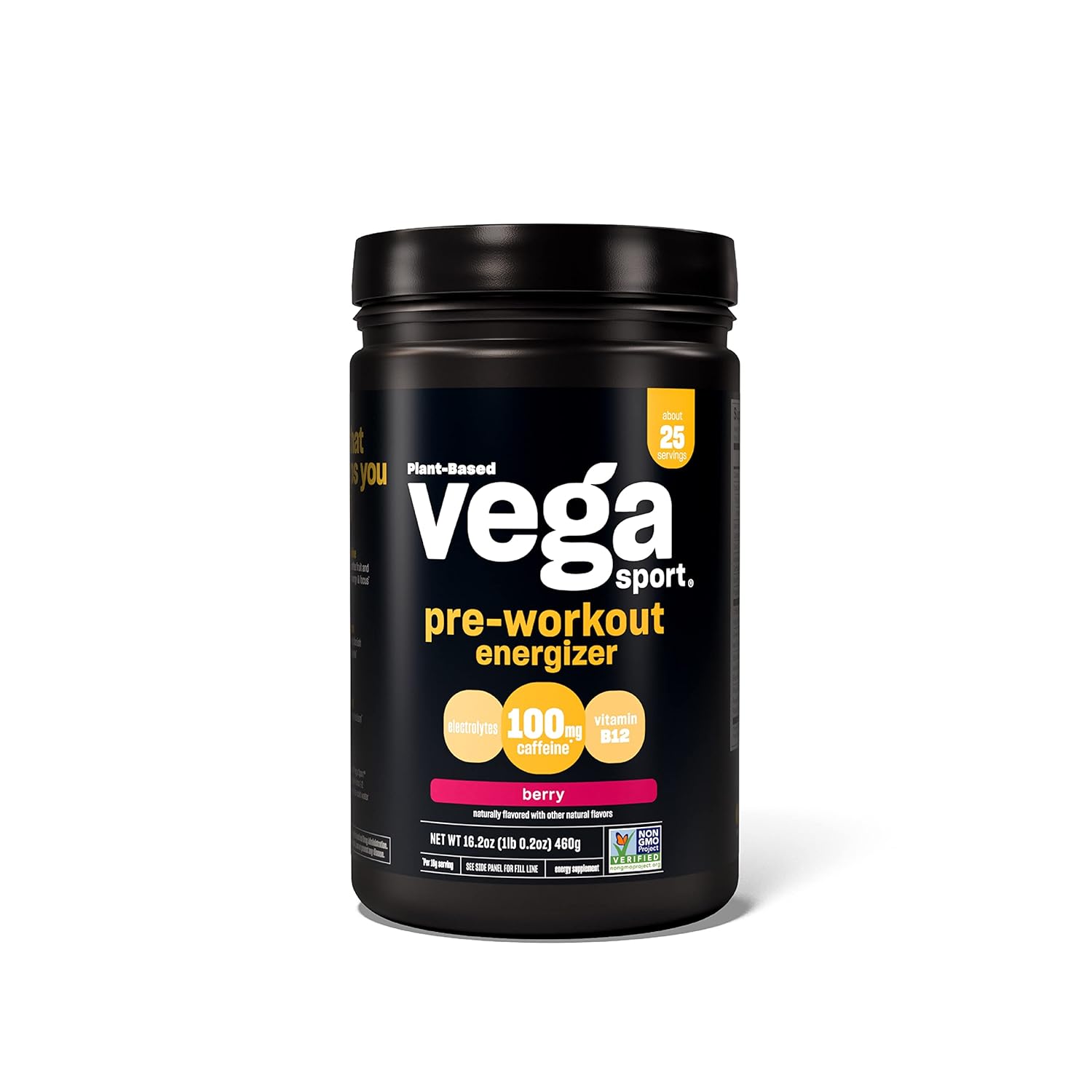 Vega Sport Pre-Workout Energizer, Berry Flavor - Energy Boosting Powder for Men & Women, Supports Focus, Electrolytes, Vegan, Keto, Gluten Free, Non GMO, 1.1 lbs