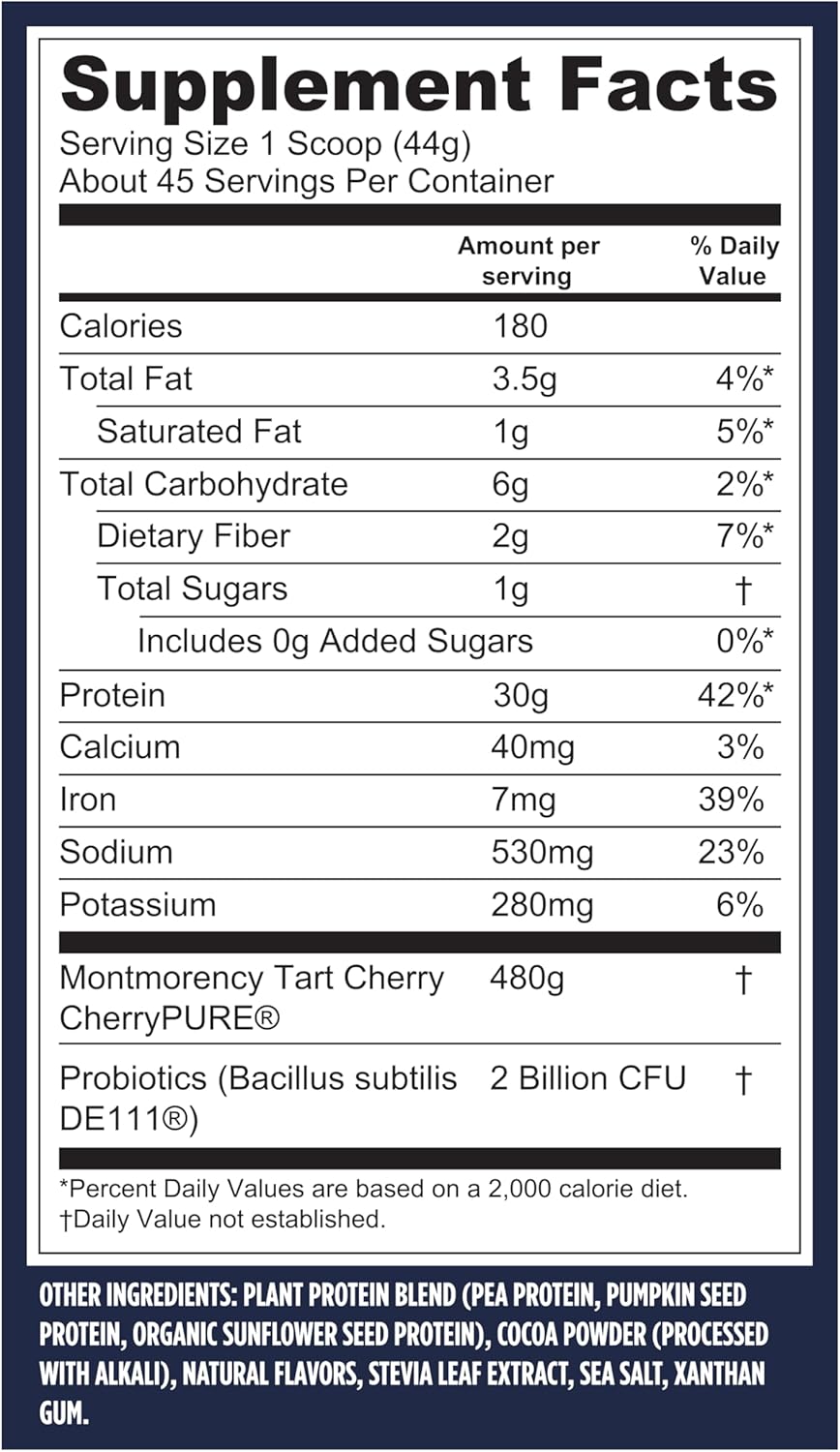 Vega Sport Premium Chocolate Vegan Protein Powder - 30g Plant Based Protein, 5g BCAAs, Dairy and Gluten Free - 4lbs 5.9oz (45 Servings)