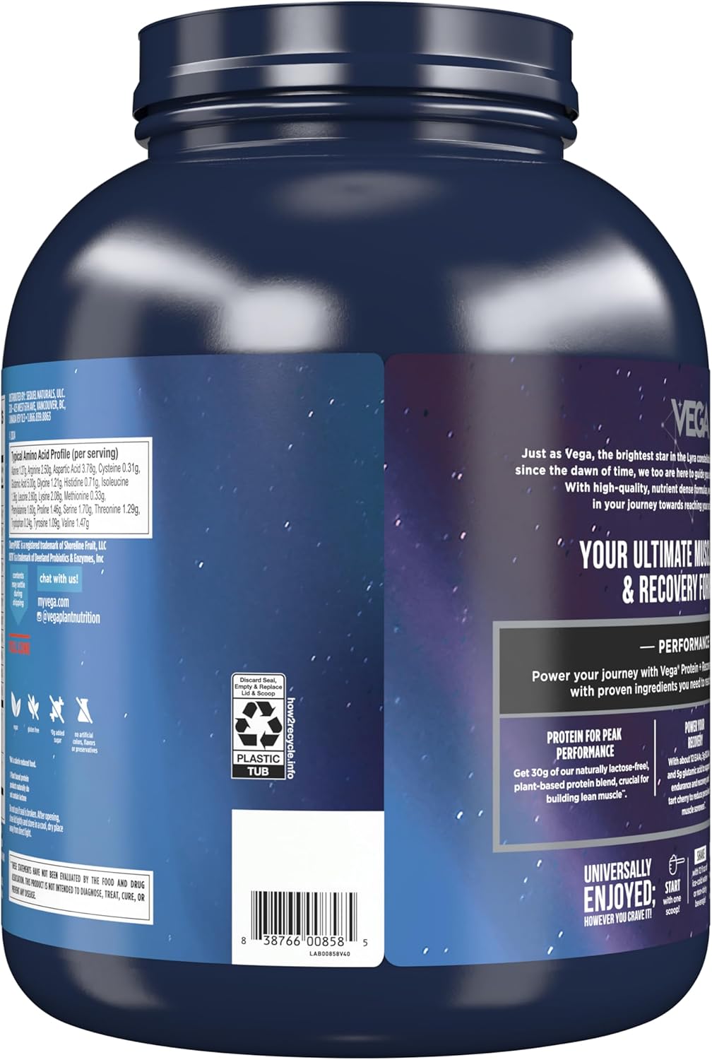 Vega Sport Premium Chocolate Vegan Protein Powder - 30g Plant Based Protein, 5g BCAAs, Dairy and Gluten Free - 4lbs 5.9oz (45 Servings)