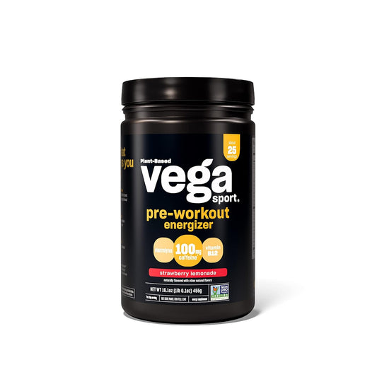 Vega Sport Strawberry Lemonade Pre-Workout Powder - Energizing Formula for Energy, Focus, Electrolytes - Vegan, Keto, Gluten Free, Non GMO - 1.1 lbs