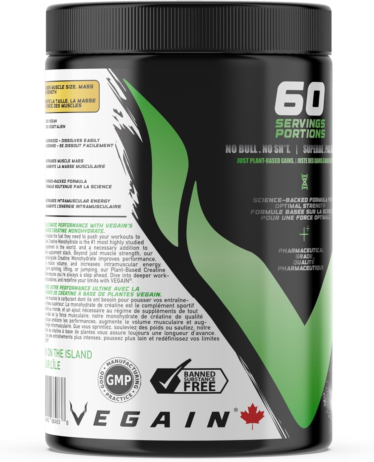 VEGAIN Micronized Creatine Monohydrate Powder - 60 Servings, Pharmaceutical Grade, Muscle Builder, Vegan, 300g