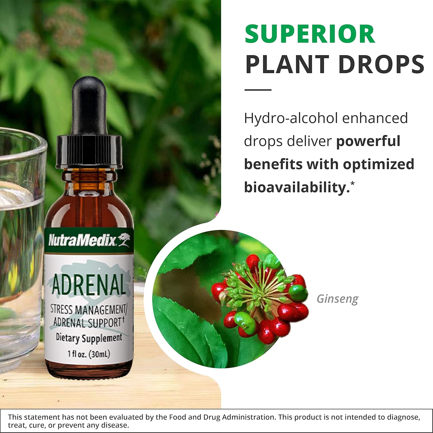 Vegan Adaptogen Blend for Energy Support and Stress Relief - NutraMedix Adrenal Fatigue Supplement with Astragalus, Schisandra, Rhodiola, and Ginseng Extract (1oz / 30ml)