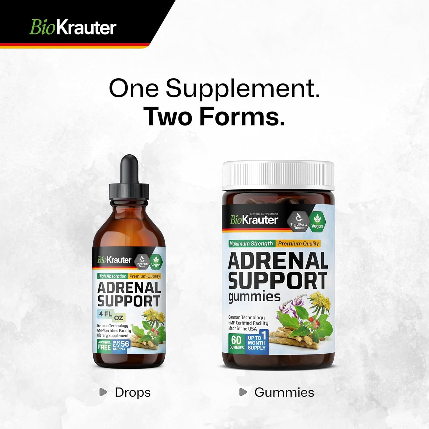 Vegan Adrenal Support Gummies with Rhodiola, Ashwagandha, and Vitamins - 60 Chews for Mood Support