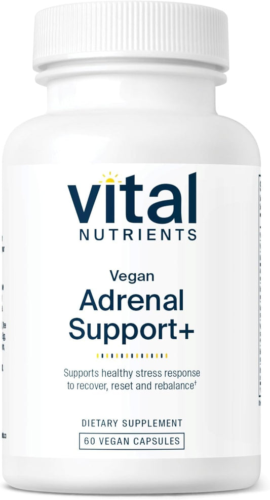 Vegan Adrenal Support + Supplement | Promotes Healthy Stress Response* | Gluten, Dairy, Soy Free | 60 Capsules