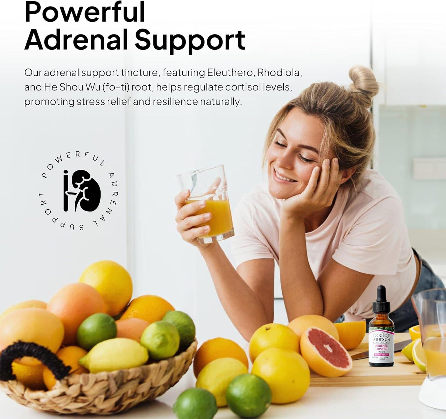 Vegan Adrenal Support Tincture for Stress Relief - Naturopath Formulated with Chaste Tree Berry, Dandelion Root, and Rhodiola - 2oz