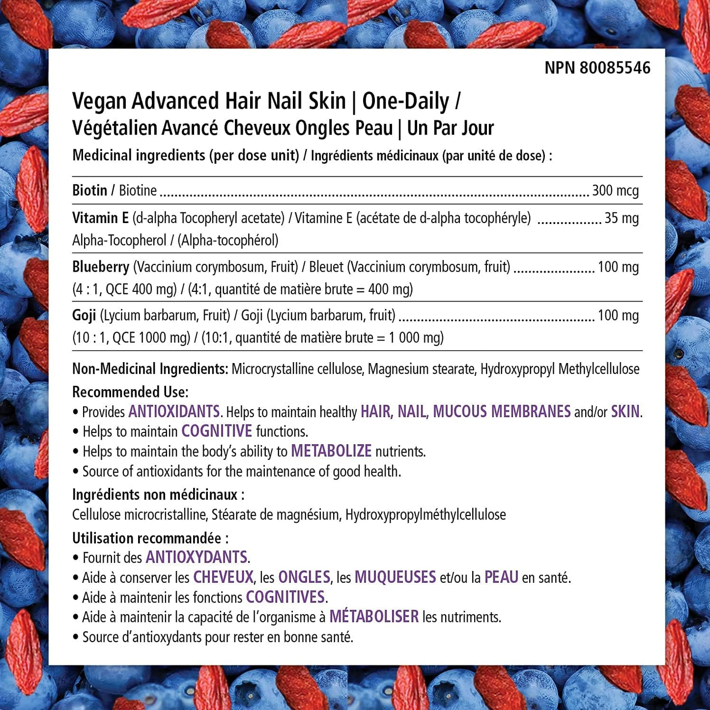 Vegan Advanced Hair, Skin, and Nail Vitamins with Biotin & Antioxidants - 60 Veggie Capsules - Plant Based Superfood Formula for Healthy Hair, Skin, and Nails