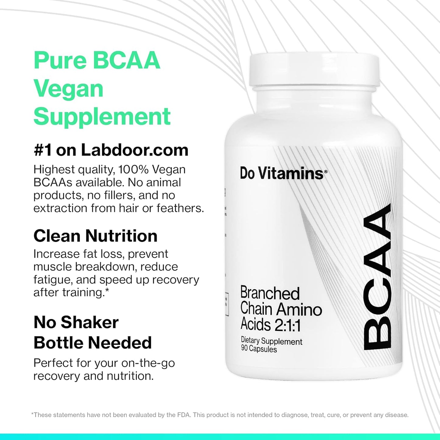 Vegan AjiPure BCAA Capsules - 2100mg Amino Acid Supplement, Keto & Paleo Friendly, Third-Party Tested, 90 Count - #1 on Labdoor
