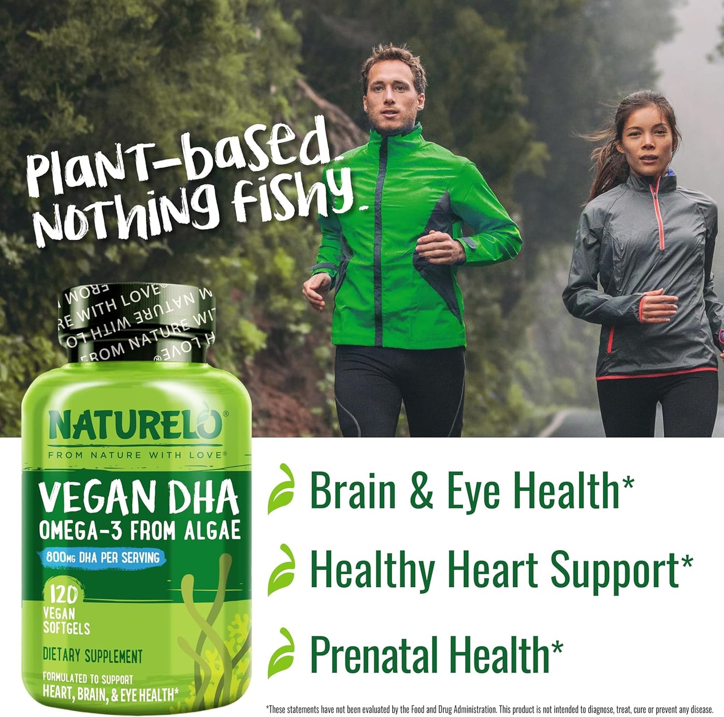 Vegan Algae DHA Omega-3 Supplement for Brain, Heart, Joint, Eye Health - Essential Fatty Acids for Women, Men, Kids - Prenatal Vitamin Complement - 120 Softgels