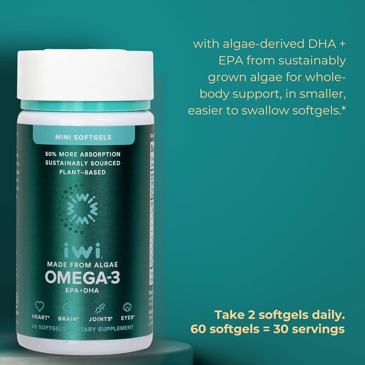 Vegan Algae Omega-3 Bundle - Heart Healthy Omega-3 Minis, 30 Servings, Plant-Based Alternative to Krill & Fish Oil