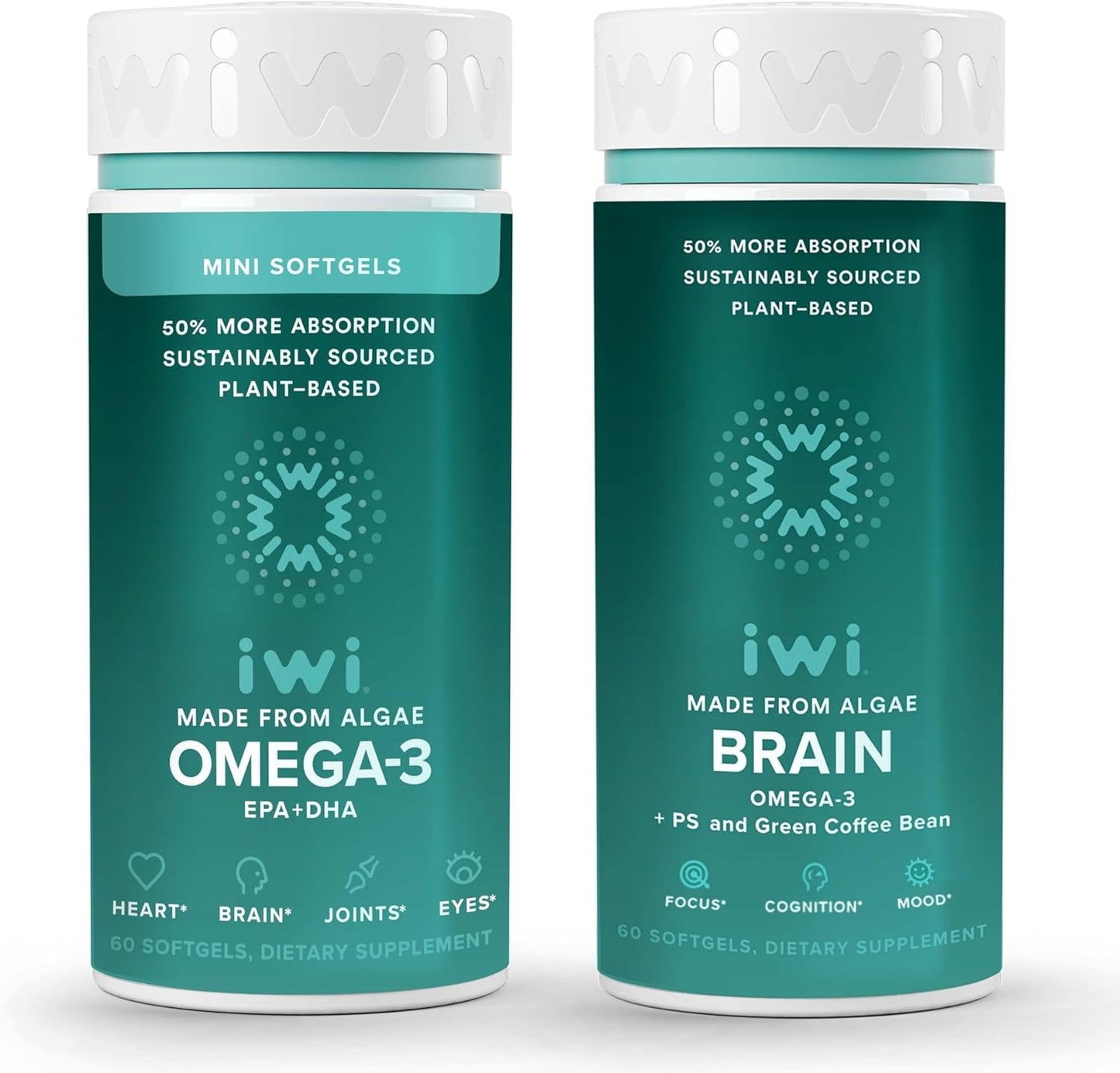 Vegan Algae Omega-3 Bundle with EPA + DHA, 30 Servings - No Fishy Aftertaste, Plant-Based Alternative to Krill & Fish Oil