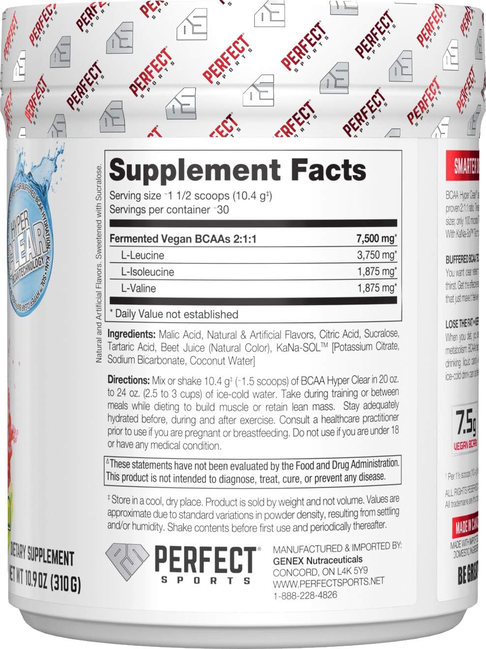 Vegan BCAA Hyper Clear 7.5G Intense Watermelon Sports Supplement 310G