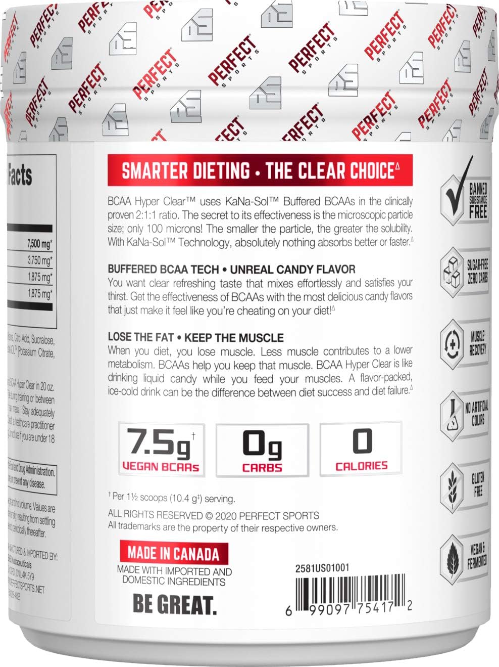 Vegan BCAA Hyper Clear 7.5G Intense Watermelon Sports Supplement 310G