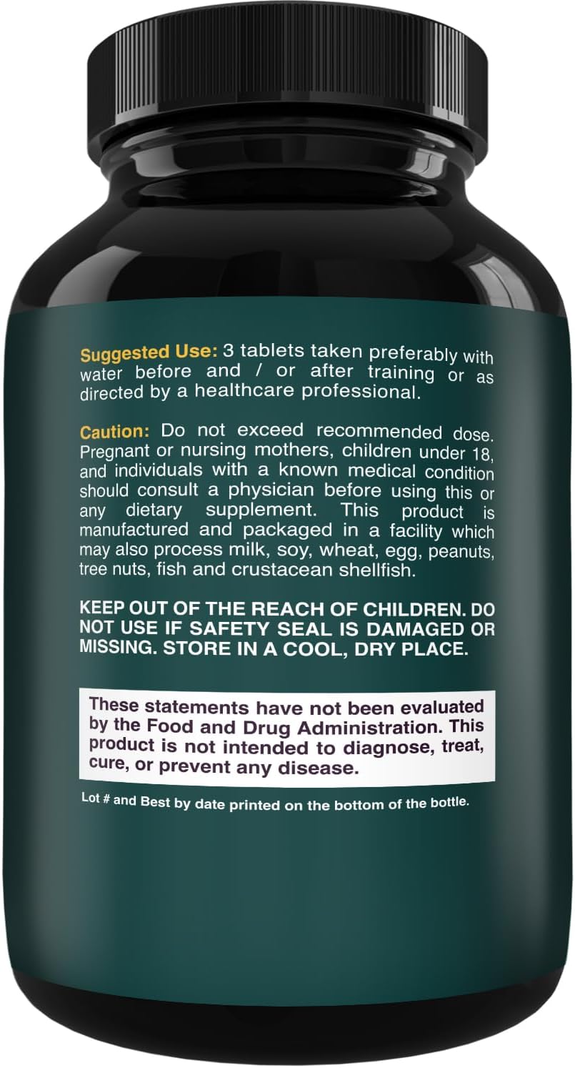 Vegan BCAA Tablets for Muscle Recovery and Growth - Natures Craft Branch Chain Amino Acids Supplement - 120 Count for Men and Women's Workout Recovery