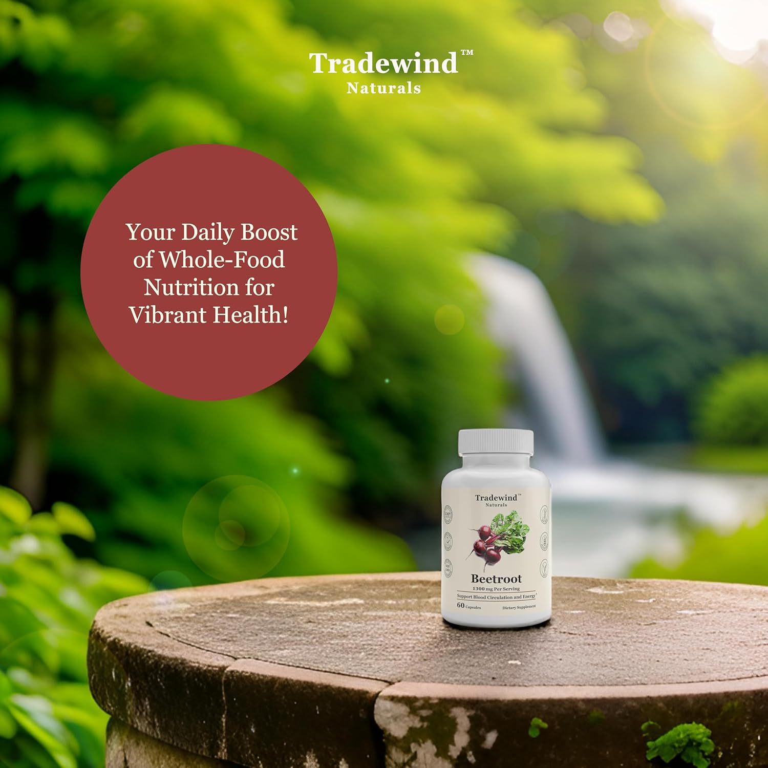 Vegan Beetroot Capsules 1300mg - Non-GMO Supplement for Blood Circulation & Energy - Pure Beet Extract - 60 Veg Caps