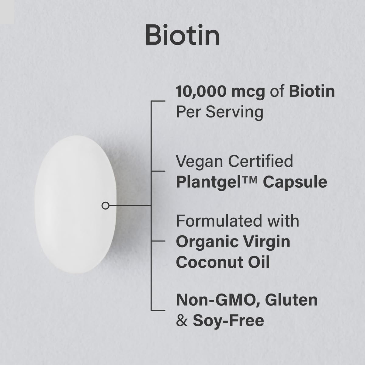 Vegan Biotin 10,000mcg with Vitamin D3 K2 & Phytoceramides for Skin Hydration
