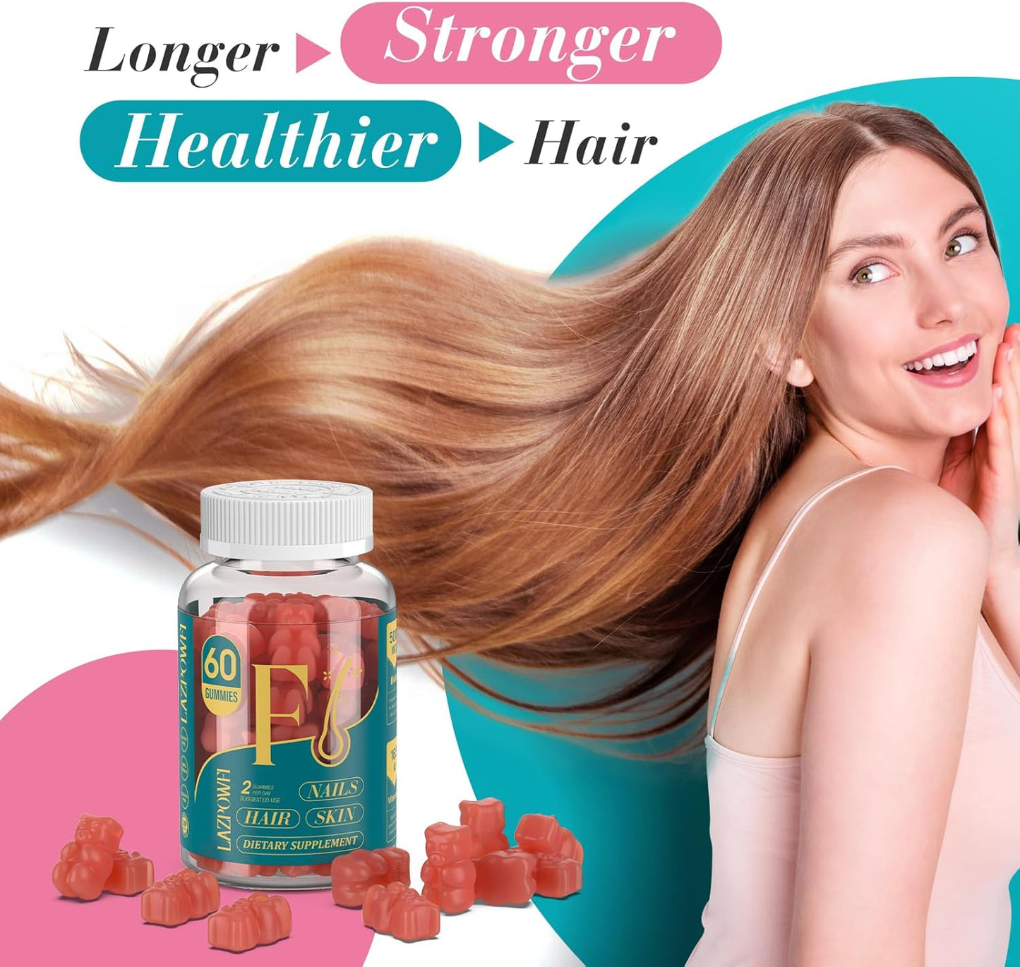 Vegan Biotin Gummies for Hair, Skin, and Nails - Hair Growth Support - 90 Day Supply