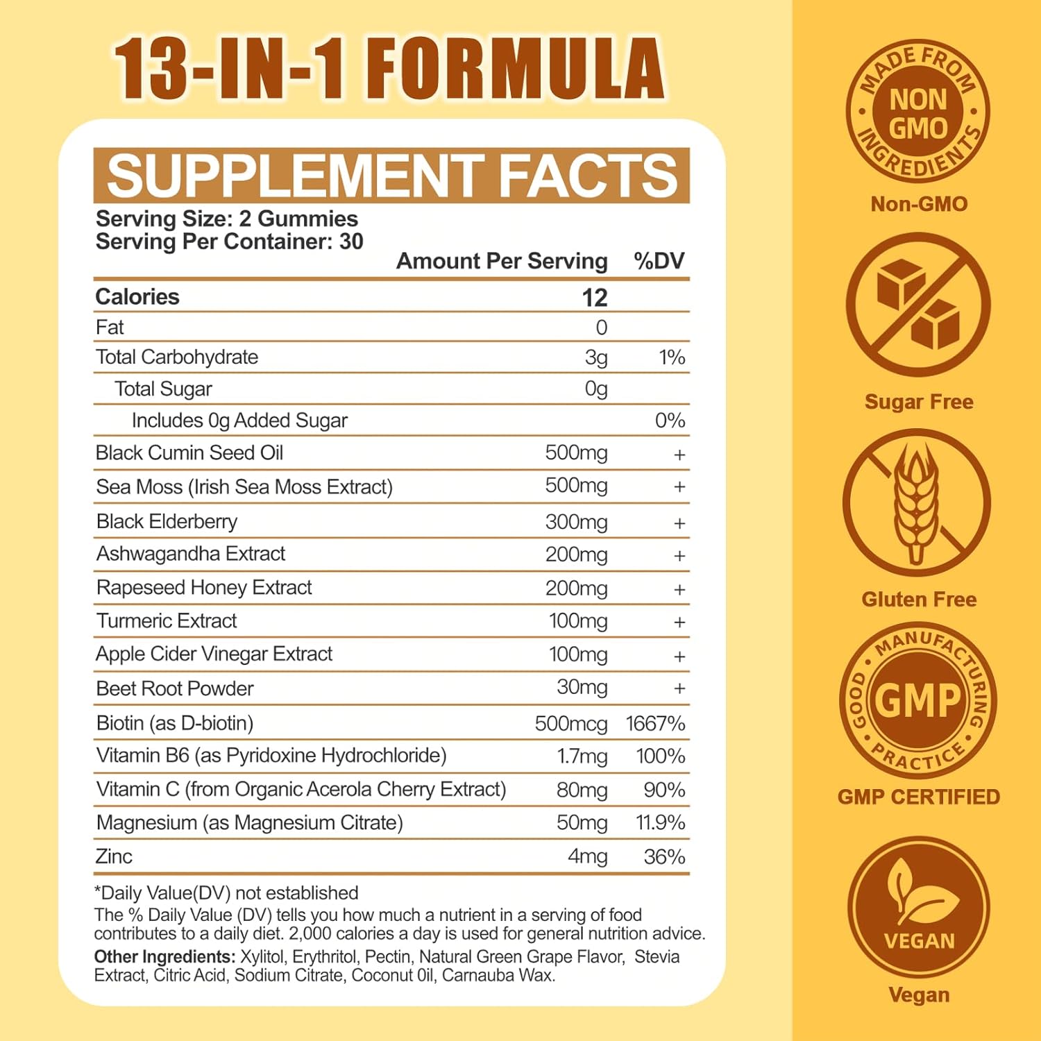 Vegan Black Seed Oil Gummies with Ashwagandha and Honey - Immune Energy Support for Adults - 60 Count