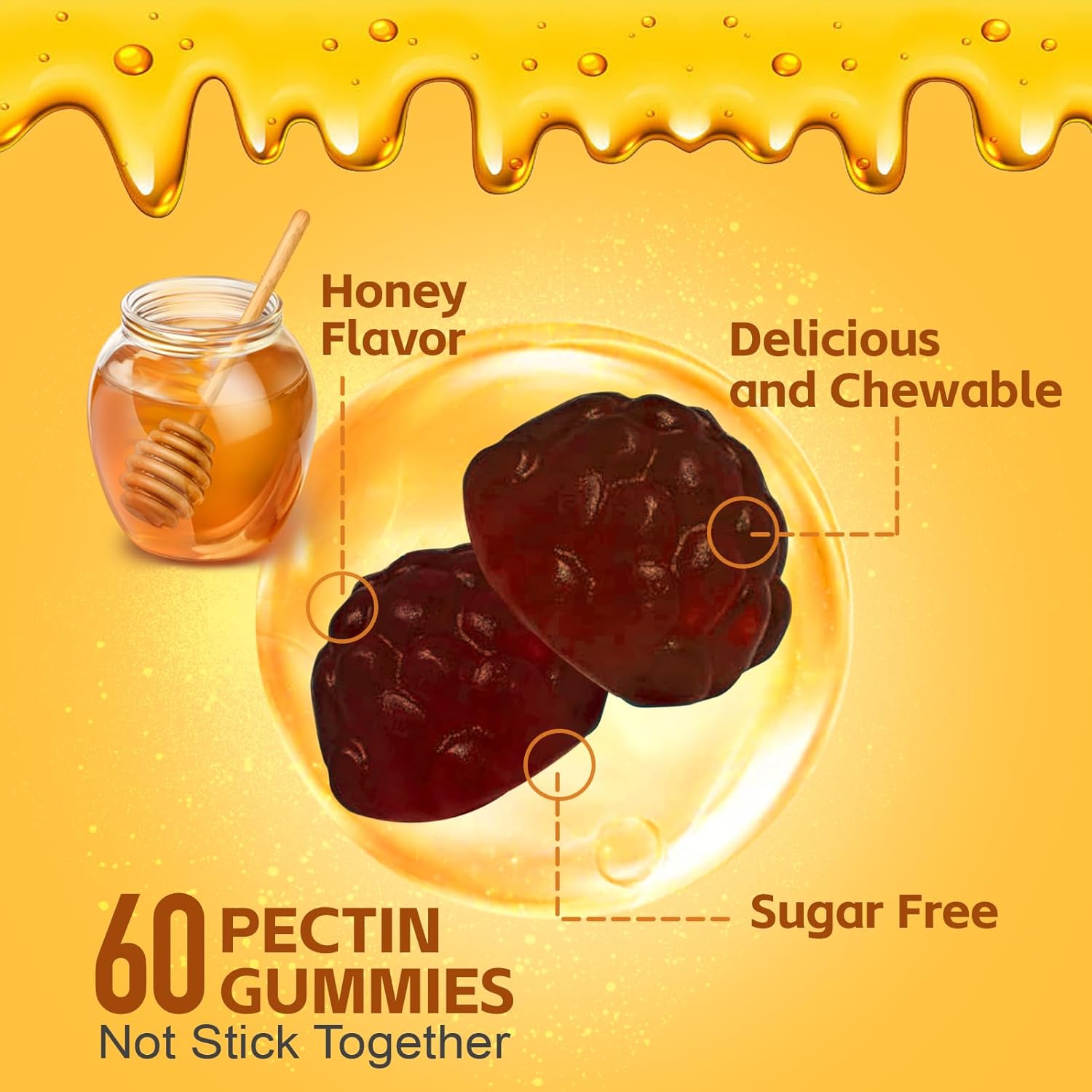 Vegan Black Seed Oil Gummies with Ashwagandha and Honey - Immune Energy Support for Adults - 60 Count