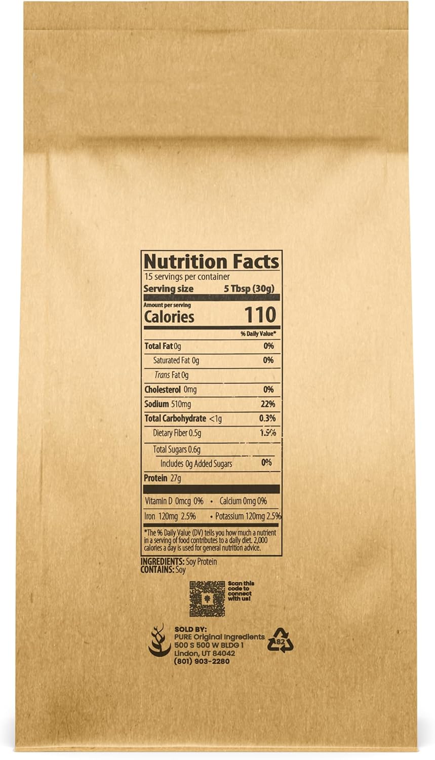 Vegan Brown Rice Protein Powder and Soy Protein Isolate Bundle, 1 lb Each - Pure Original Ingredients, No Fillers