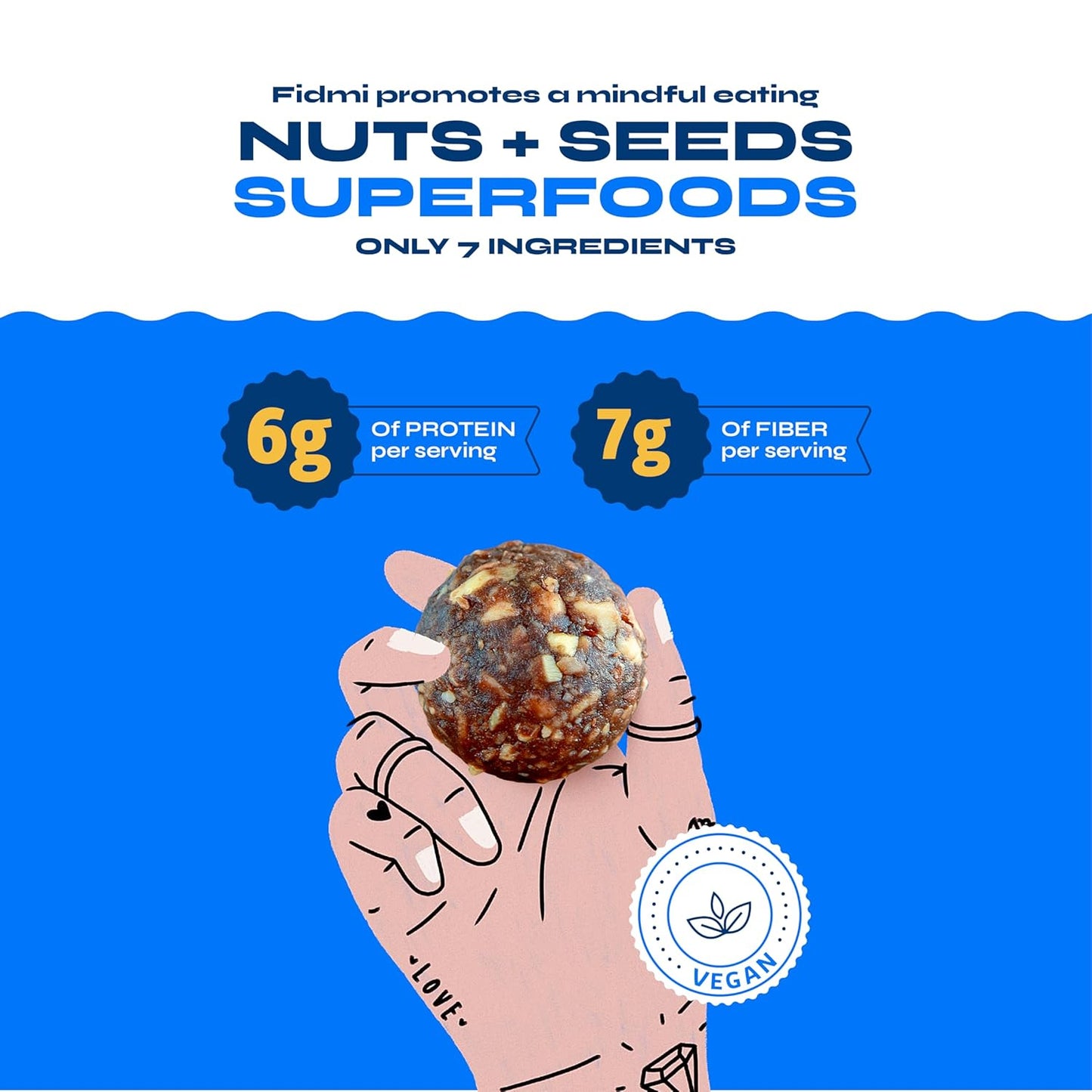 Vegan Cacao Protein Energy Balls Snack | Gluten-Free, Plant-Based, Superfood - All Natural Ingredients - 3.8 oz (3 count)