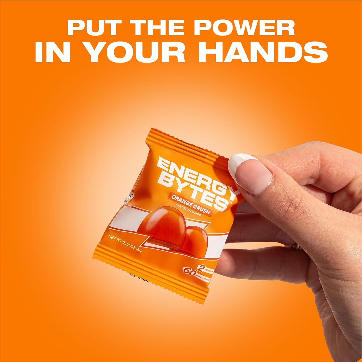 Vegan Caffeine Gummies for Running & Sports | Orange Crush Flavor | Low Sugar Energy Chews (12-Pack)