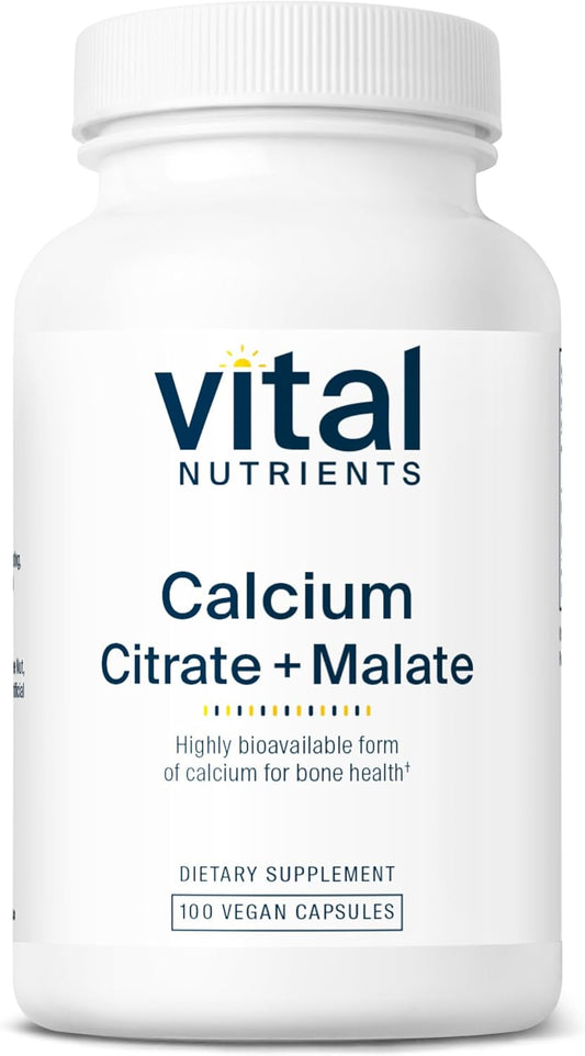 Vegan Calcium Citrate and Malate Complex 150mg Capsules for Bone, Muscle, and Cardiovascular Health - Gluten, Dairy, Soy Free