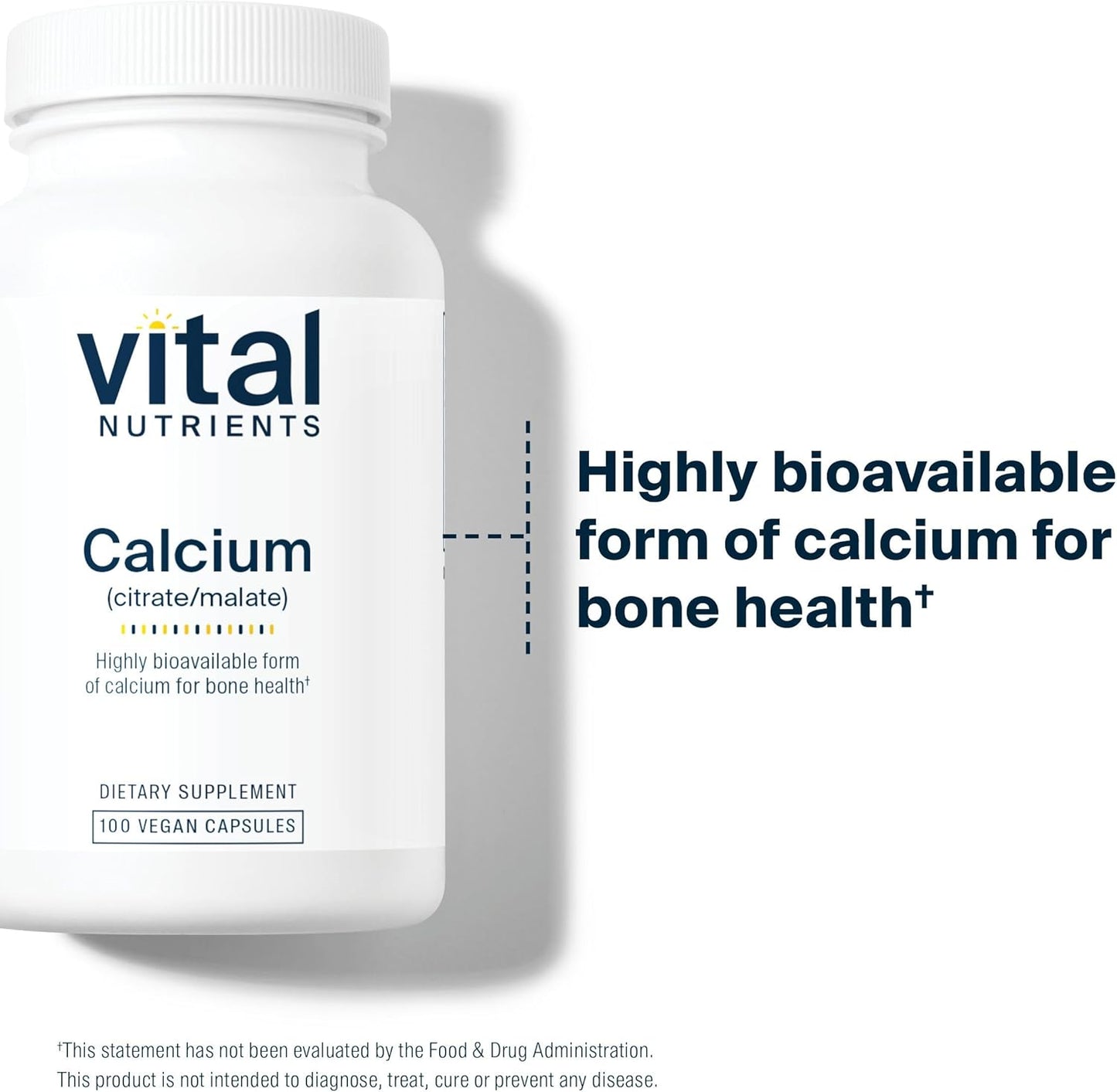 Vegan Calcium Citrate and Malate Complex 150mg Capsules for Bone, Muscle, and Cardiovascular Health - Gluten, Dairy, Soy Free