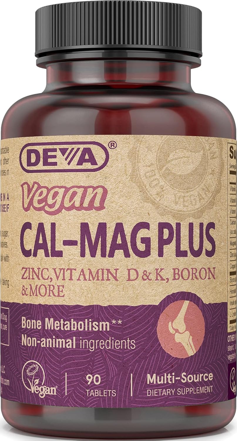 Vegan Calcium, Magnesium, Zinc, Boron Supplement with Vitamin C, D & K - 90 Tablets