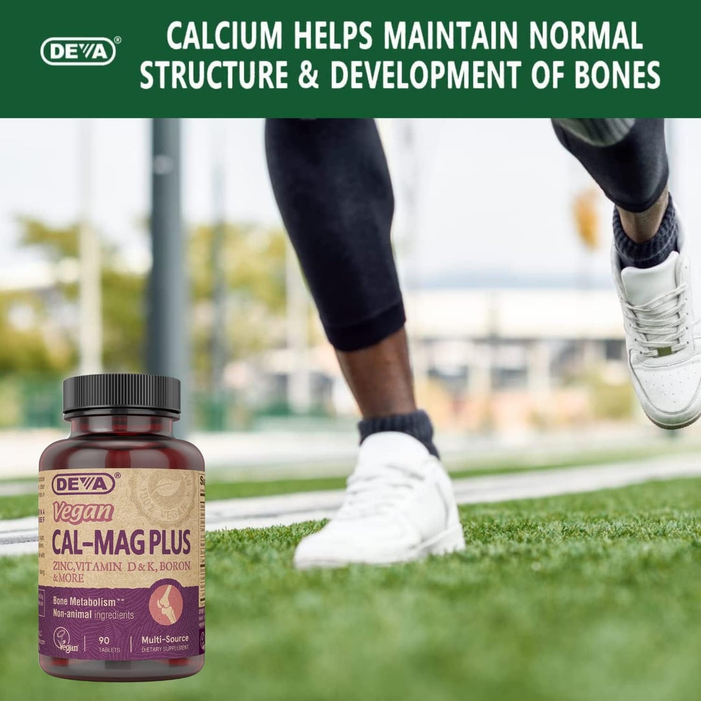 Vegan Calcium, Magnesium, Zinc, Boron Supplement with Vitamin C, D & K - 90 Tablets