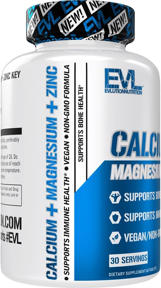 Vegan Calcium, Magnesium, Zinc Supplement for Bone, Muscle, Immune Health - Non-GMO - 30 Servings