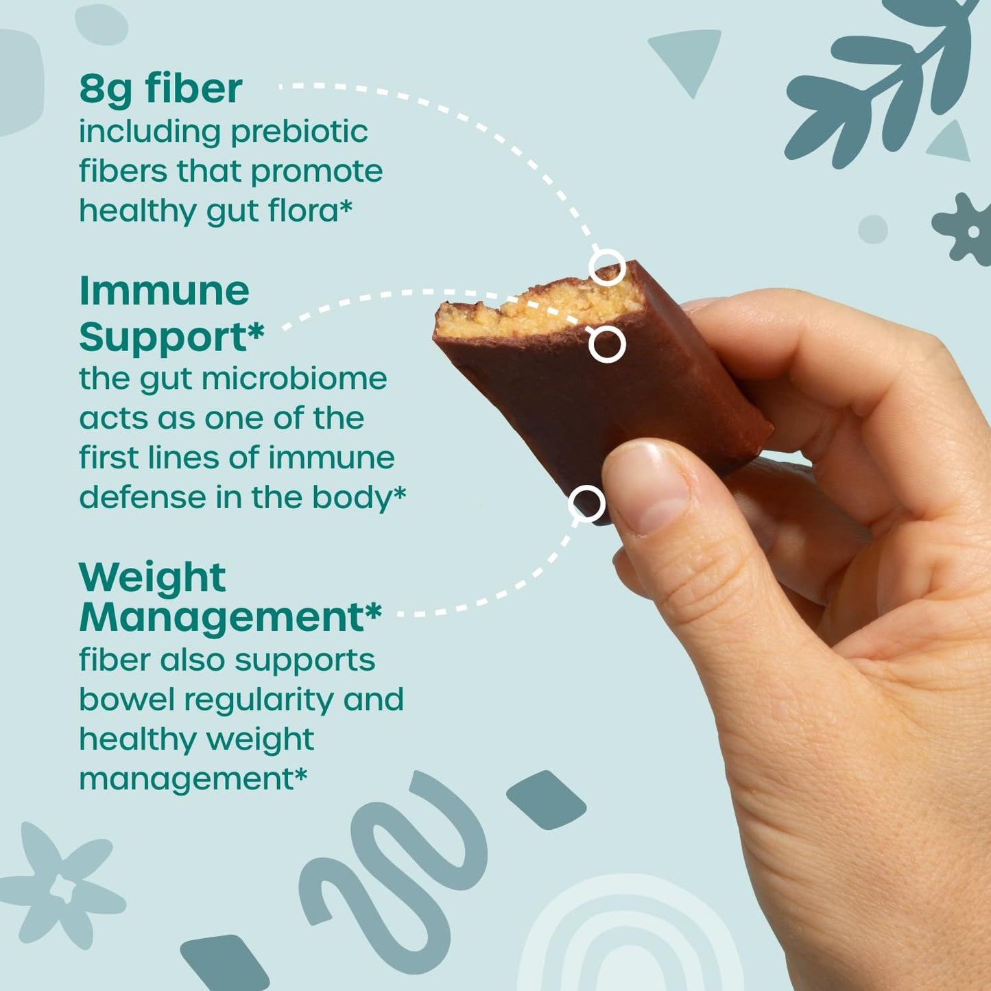 Vegan Chocolate Coconut Fiber Bars with Prebiotic Fiber - Gut Health, Metabolism, Immune Support - 8g Fiber, 1g Sugar, 2g Net Carbs - 12 Bars