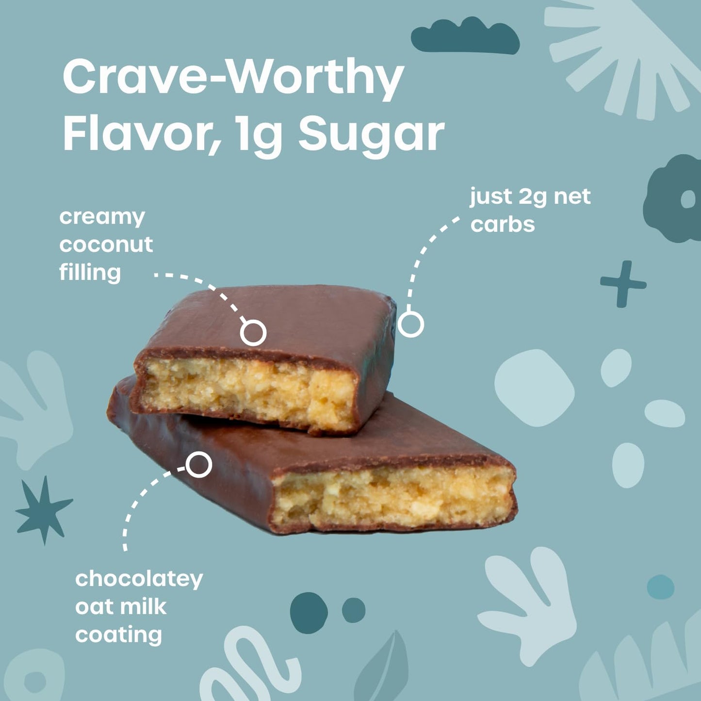 Vegan Chocolate Coconut Fiber Bars with Prebiotic Fiber - Gut Health, Metabolism, Immune Support - 8g Fiber, 1g Sugar, 2g Net Carbs - 12 Bars