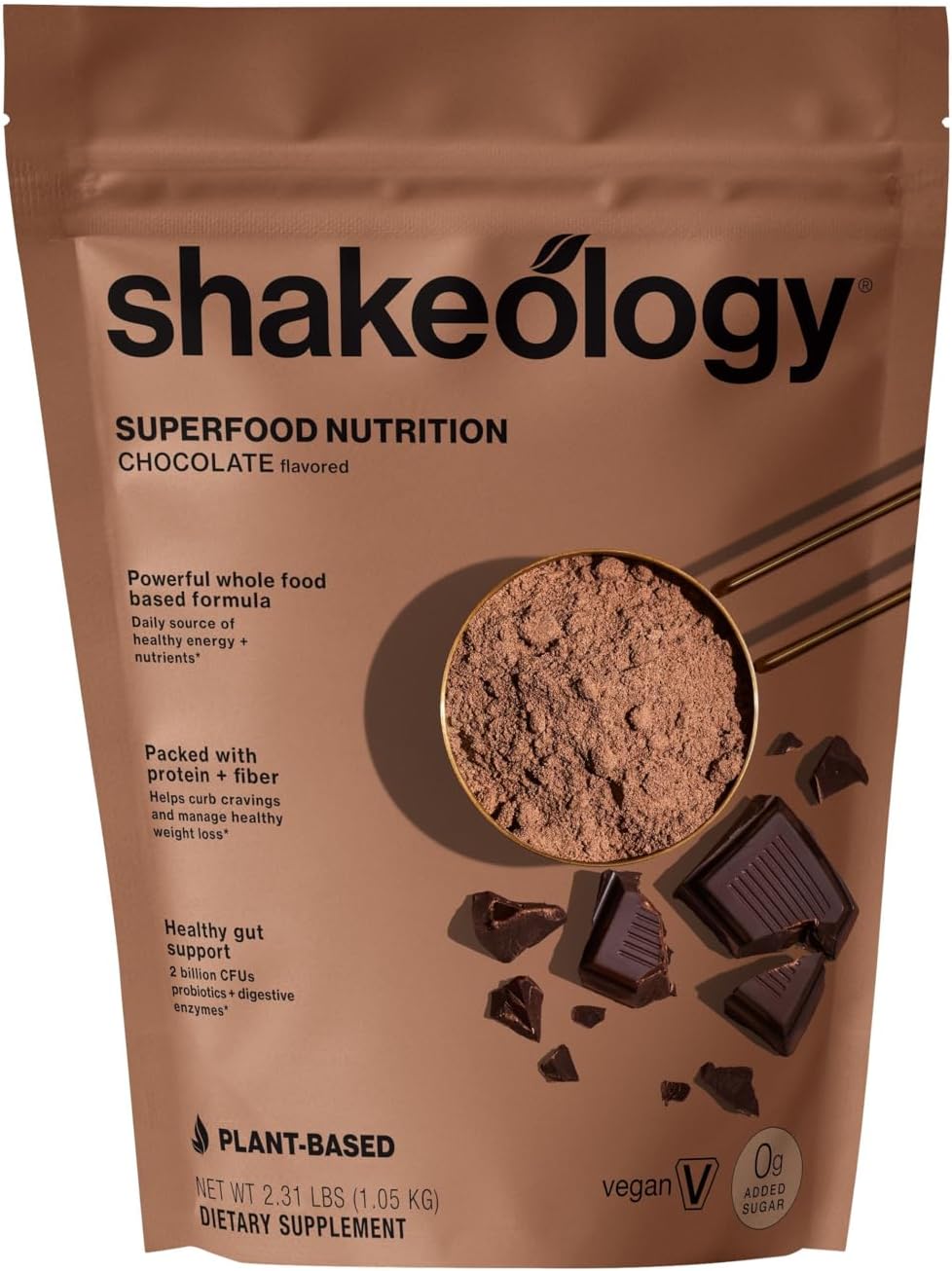 Vegan Chocolate Protein Powder with Superfoods for Weight Loss and Lean Muscle Support - Gluten-Free Shakeology with 0g Added Sugar - 30 Servings