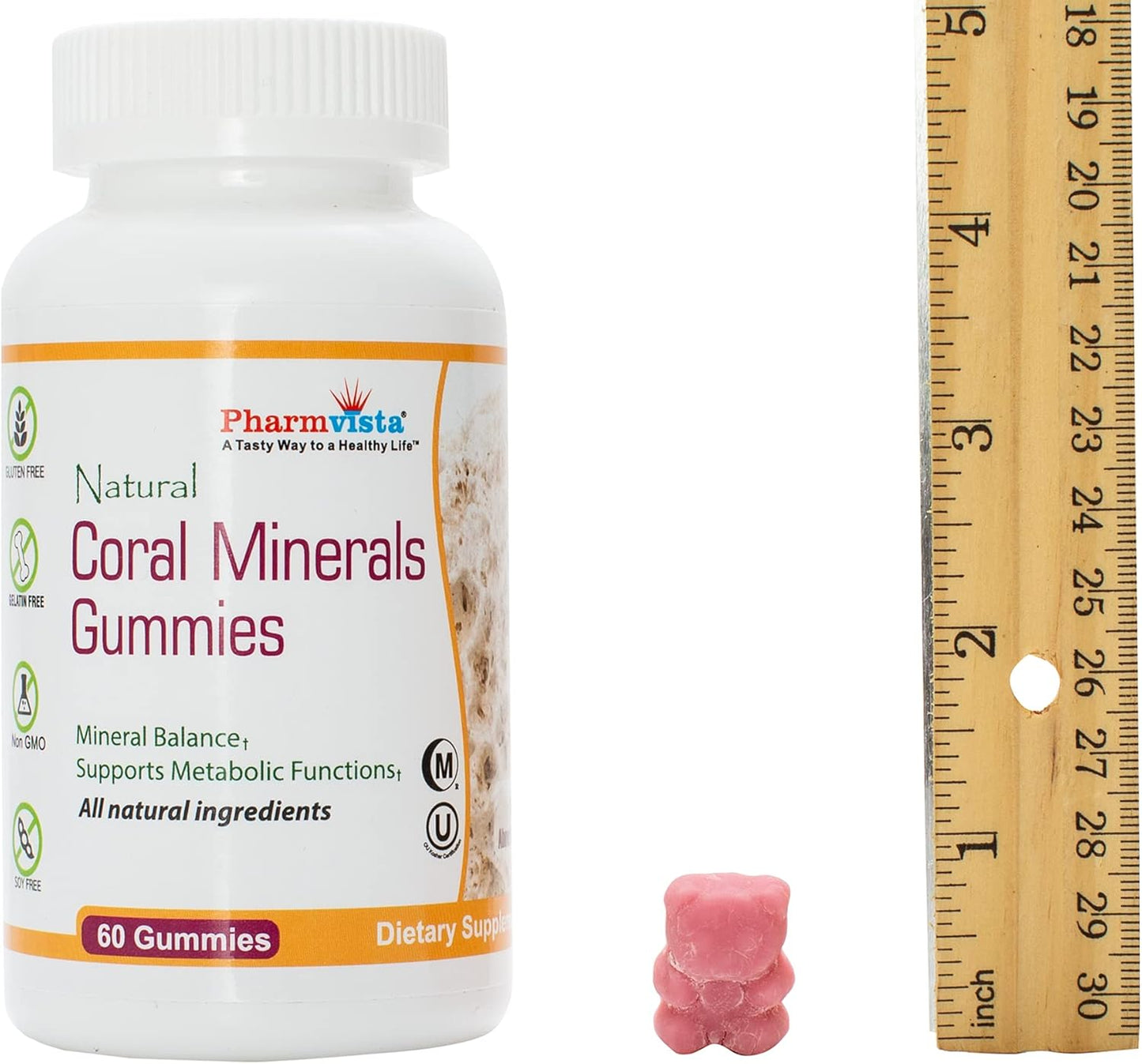Vegan Coral Calcium Gummies with Trace Minerals - Gluten-Free & Tasty - Natural Calcium & Vitamin D3 - 60 Count