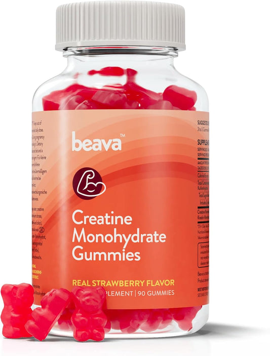 Vegan Creatine Gummies for Muscle Growth and Recovery - Strawberry Flavor - 30 Servings - No Loading Phase - Low Sugar Formula