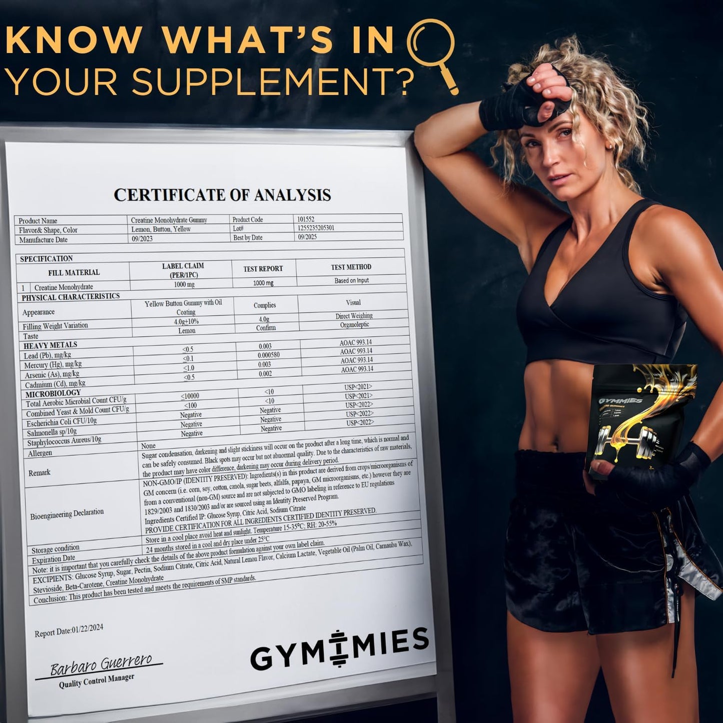 Vegan Creatine Monohydrate Gummies for Muscle Growth & Performance - 5g Creatine - Non-GMO, Gluten-Free - Made in USA - 90ct Lemon Flavor