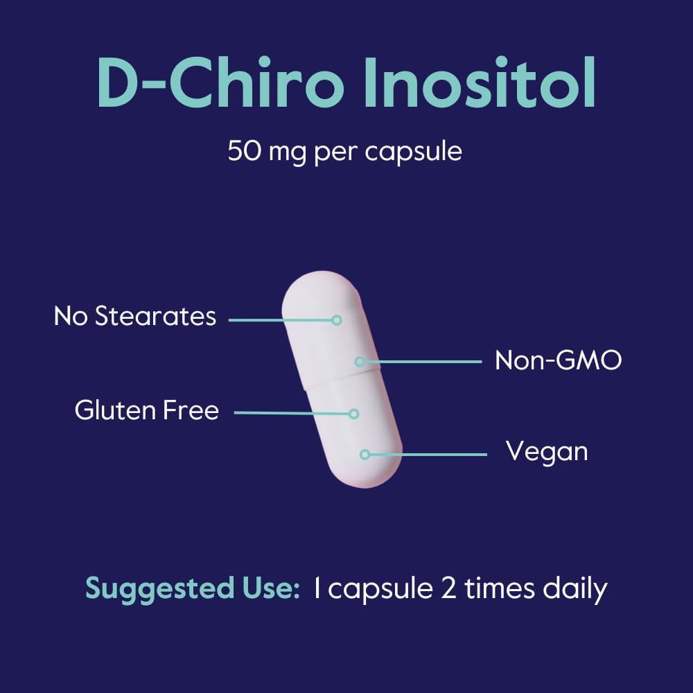 Vegan D-Chiro Inositol Supplement (120 Capsules) - Non GMO, Gluten Free - High Inositol Ratio - Stearate Free