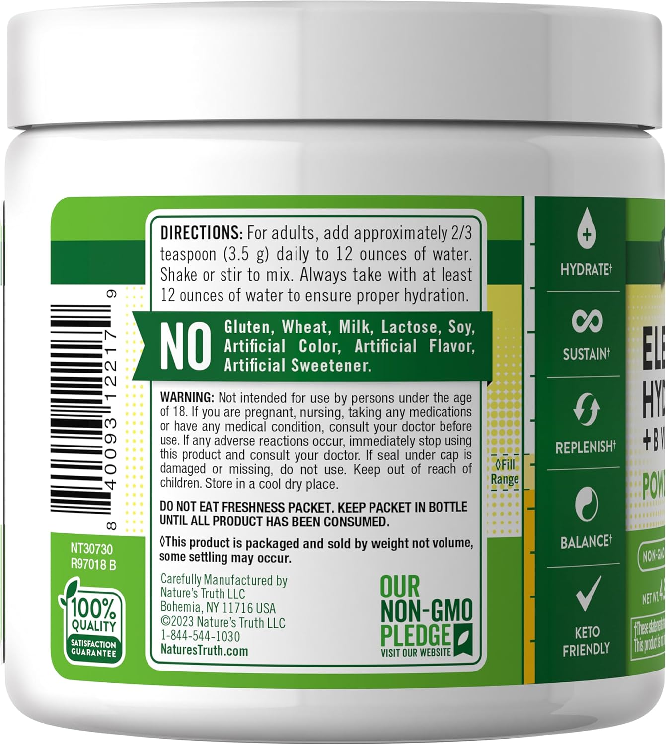 Vegan Electrolyte Powder with B Vitamins | Sugar-Free Hydration Supplement | Lemon Flavor | Non-GMO & Gluten-Free