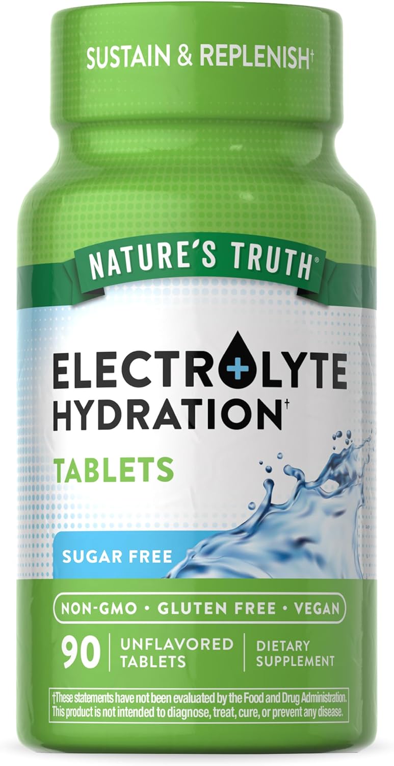 Vegan Electrolyte Tablets - 90 Count Hydration Supplement with Minerals, No Sugar, Non-GMO & Gluten Free
